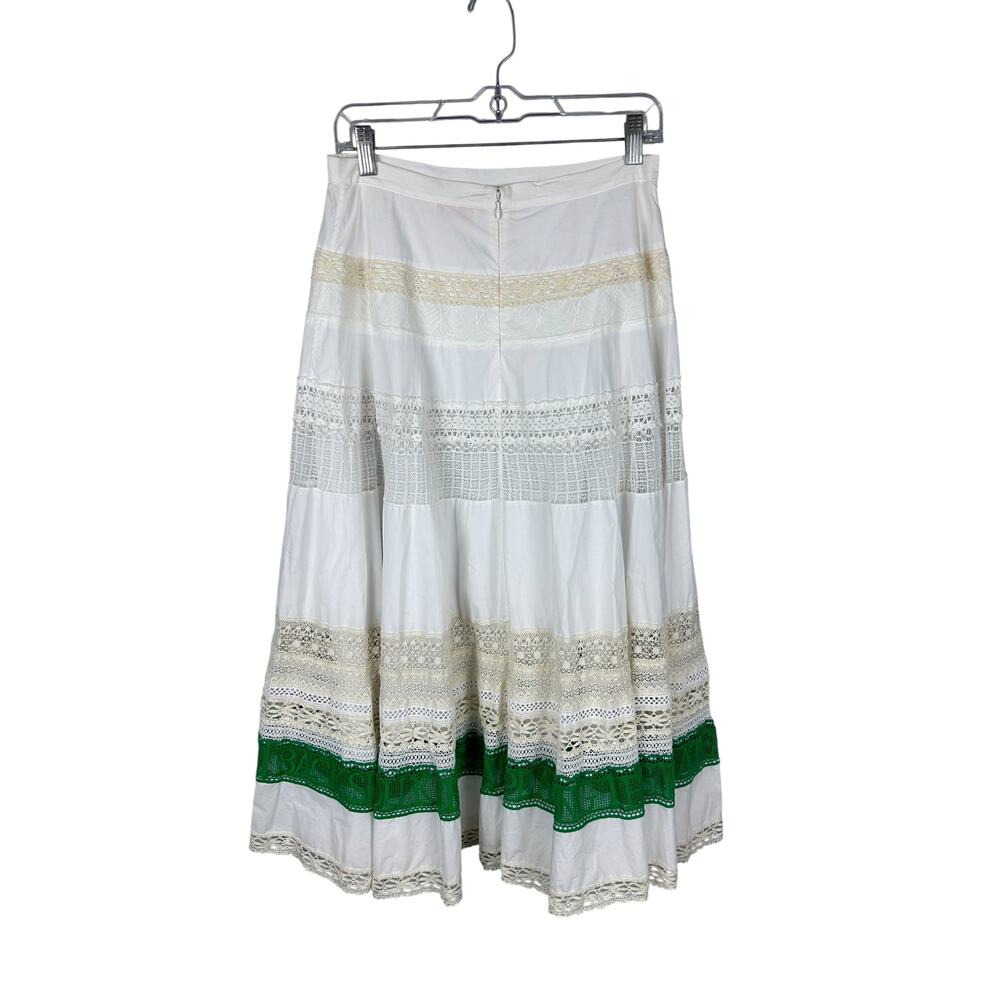 Tory Burch Runway SS19 Bohemian White Cotton Lace Paneled Midi Skirt - Picture 3 of 8